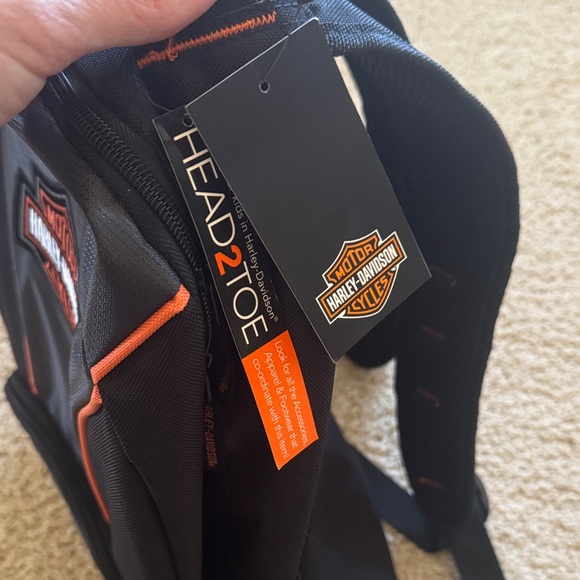 NWT Harley-Davidson Black and Gray Backpack with Orange Accents - Picture 2 of 9